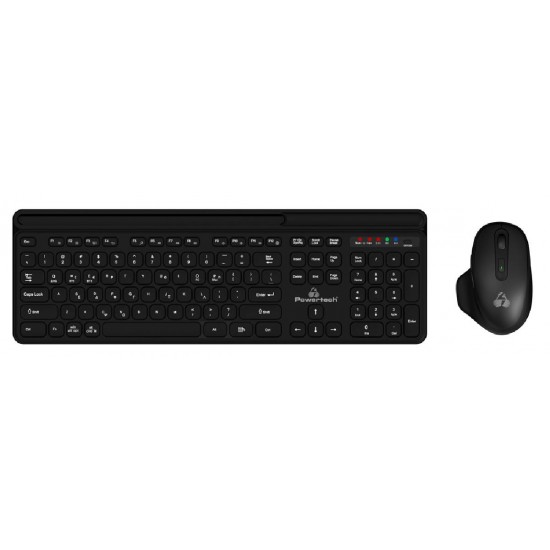 Powertech (PT-1154) Μαύρο Ασύρματο Bluetooth Σετ Πληκτρολόγιο & Ποντίκι Ελληνικό