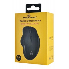 Powertech PT-1165 Ασύρματο Εργονομικό Bluetooth Ποντίκι Μαύρο