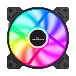 Powertech PT-1170 Case Fan 120mm με RGB Φωτισμό και Σύνδεση 3-Pin / 4-Pin Molex Black