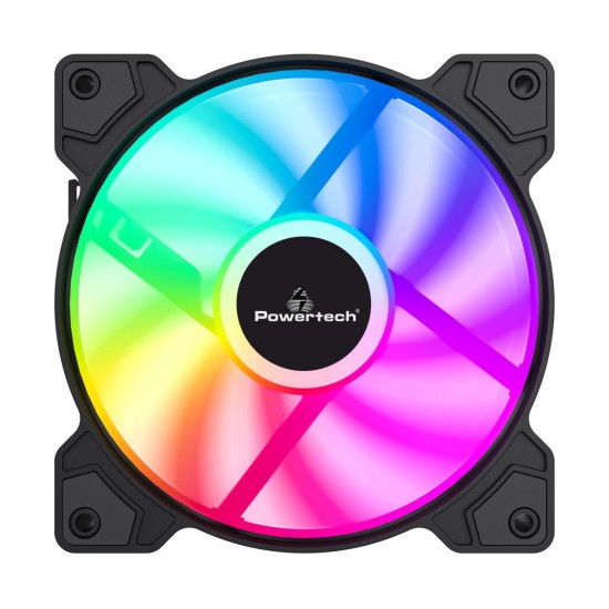 Powertech PT-1170 Case Fan 120mm με RGB Φωτισμό και Σύνδεση 3-Pin / 4-Pin Molex Black