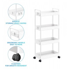 HOME USE τρόλει κουζίνας HUH-0163 4 θέσεων 40x21.5x91.5cm λευκό