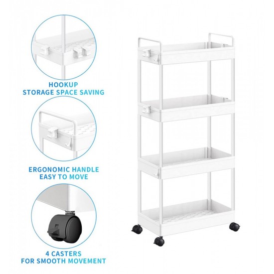 HOME USE τρόλει κουζίνας HUH-0163 4 θέσεων 40x21.5x91.5cm λευκό