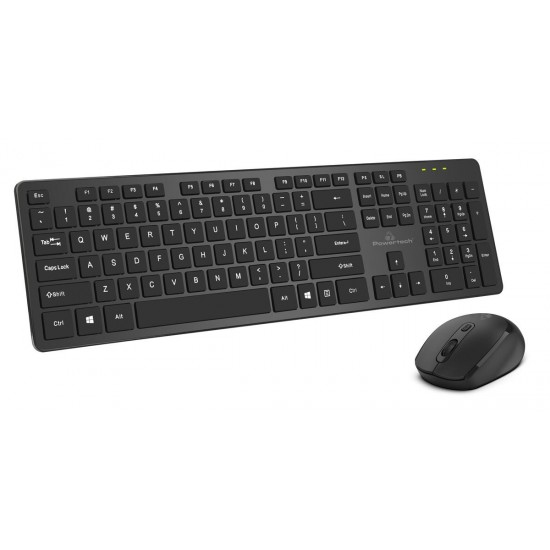 POWERTECH PT-1189 μαύρο set ασύρματο ποντίκι & πληκτρολόγιο, 1600DPI
