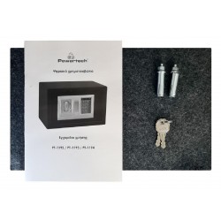 Powertech (PT-1192) Μαύρο Χρηματοκιβώτιο με Ψηφιακό Κλείδωμα και Κλειδί Διαστάσεων Μ31xΠ20xΥ20cm