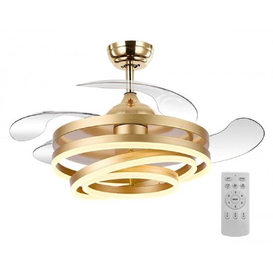 POWERTECH HLL-0130 χρυσός ανεμιστήρας οροφής με LED φως, 72W, Φ106x50cm