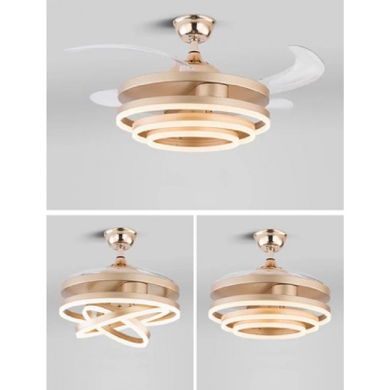 POWERTECH HLL-0130 χρυσός ανεμιστήρας οροφής με LED φως, 72W, Φ106x50cm