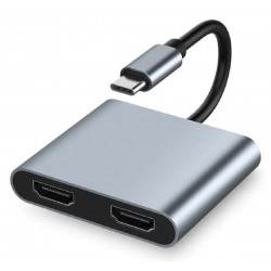 Powertech USB-C Docking Station με HDMI 4K και σύνδεση 2 Οθονών Γκρι (CAB-UC083)