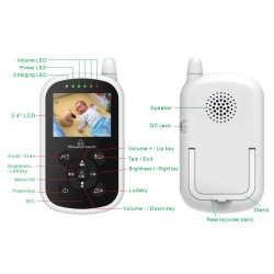 Powertech (PT-1186) Λευκή Ασύρματη Ενδοεπικοινωνία Μωρού με Κάμερα & Οθόνη 2.4