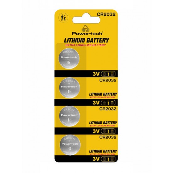 Powertech CR2032 Μπαταρίες Λιθίου 3V 4τμχ (PT-1210)