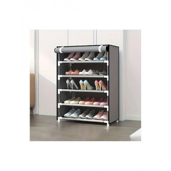 HOME USE υφασμάτινη παπουτσοθήκη HUH-0180 με 5 ράφια, 60x30x90cm, γκρι