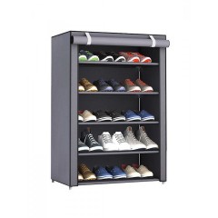 HOME USE υφασμάτινη παπουτσοθήκη HUH-0180 με 5 ράφια, 60x30x90cm, γκρι