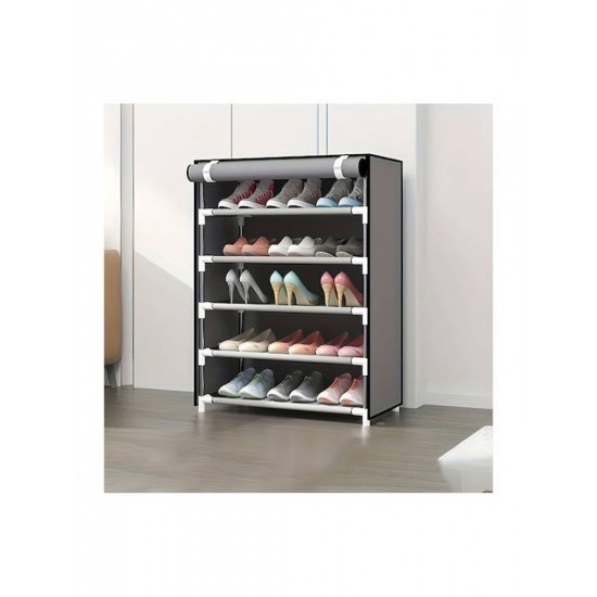 HOME USE υφασμάτινη παπουτσοθήκη HUH-0180 με 5 ράφια, 60x30x90cm, γκρι