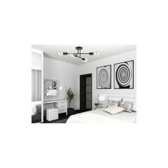 Powertech (HLL-0149) Μαύρο Φωτιστικό Μοντέρνα Μεταλλική Πλαφονιέρα Οροφής με Ντουί E27 60εκ.