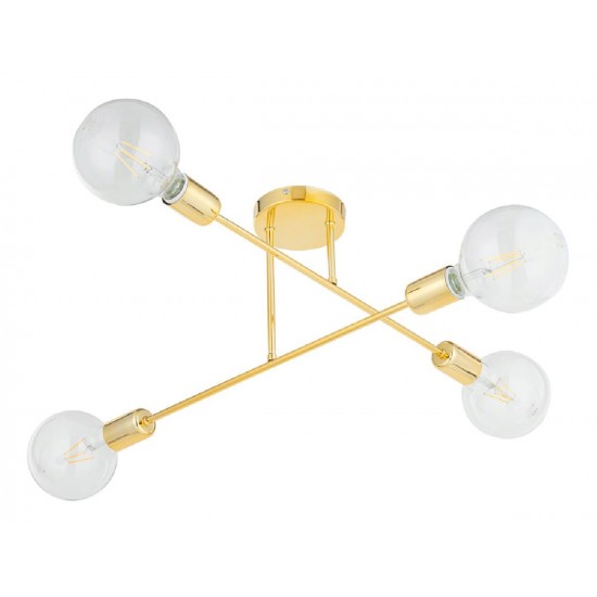 Powertech φωτιστικό οροφής 4x E27, μεταλλικό, χρυσό - (HLL-0150)