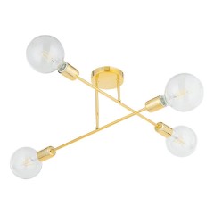 Powertech φωτιστικό οροφής 4x E27, μεταλλικό, χρυσό - (HLL-0150)