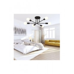 Powertech Μεταλλική Πλαφονιέρα Οροφής με Ντουί E27 60εκ. (HLL-0151) Μαύρο