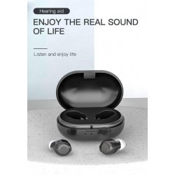 Powertech PT-1247 Μαύρο ακουστικά βαρηκοΐας με θήκη, επαναφορτιζόμενα