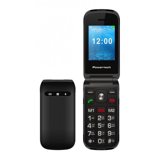 Powertech Milly Flip V2 Dual Sim Κινητό Τηλέφωνο (PTM-38) Μαύρο