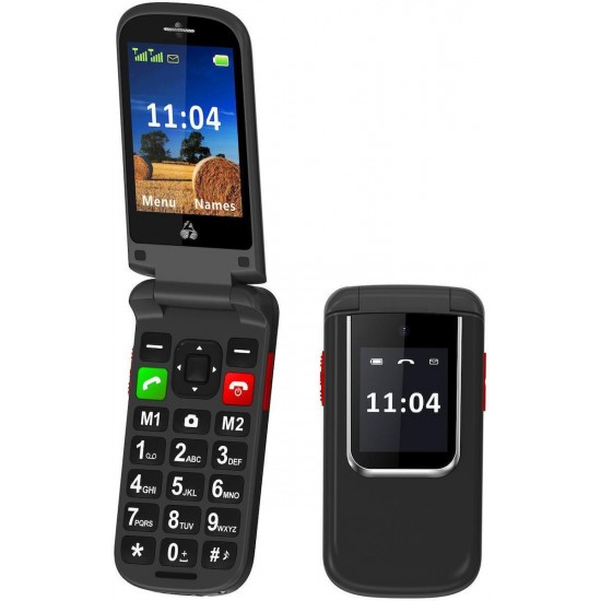 Powertech Sentry 4G Flip (PTM-34) Dual SIM (48MB/125MB) Κινητό με Μεγάλα Κουμπιά (Ελληνικό Μενού) Μαύρο