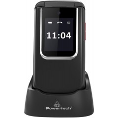 Powertech Sentry 4G Flip (PTM-34) Dual SIM (48MB/125MB) Κινητό με Μεγάλα Κουμπιά (Ελληνικό Μενού) Μαύρο