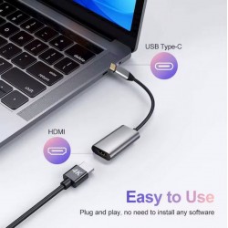 Powertech Μετατροπέας USB-C male σε HDMI female Γκρι 1τμχ (CAB-UC086)