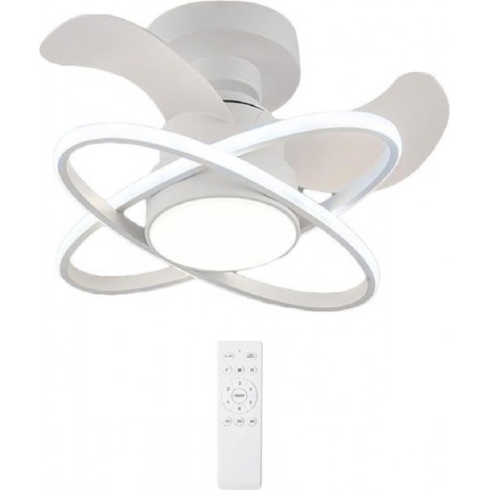 POWERTECH ανεμιστήρας οροφής HLL-0177 με LED φως, 96W, Φ60x28cm, λευκός