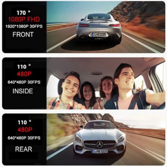 Powertech Κάμερες Αυτοκινήτου Μπροστινή / Καμπίνας / Οπισθοπορείας με 2