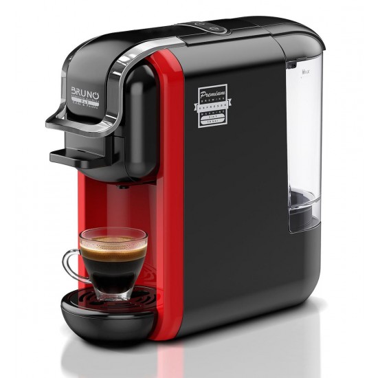 Bruno Μηχανή Espresso 3 σε 1 Hot & Cold 1450W Πίεσης 19bar Κόκκινη BRN-0214
