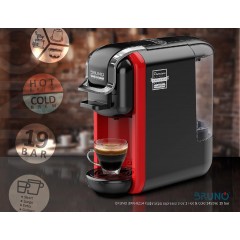 Bruno Μηχανή Espresso 3 σε 1 Hot & Cold 1450W Πίεσης 19bar Κόκκινη BRN-0214