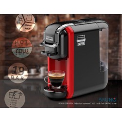 Bruno Μηχανή Espresso 3 σε 1 Hot & Cold 1450W Πίεσης 19bar Κόκκινη BRN-0214