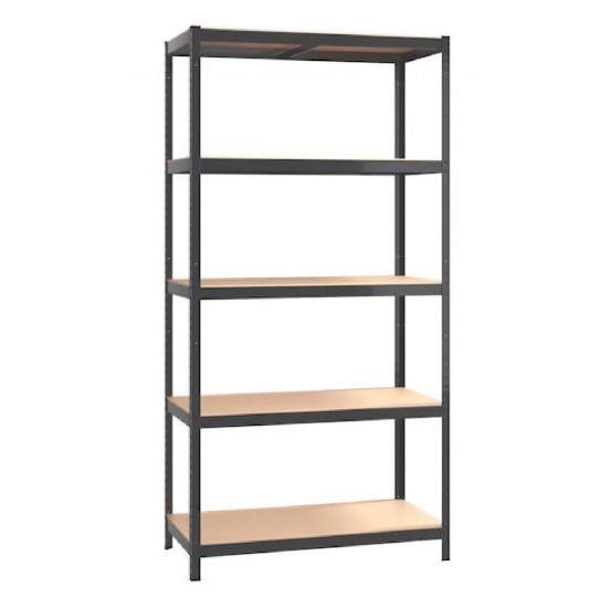 HOME USE μεταλλική ραφιέρα HUH-0199 με 5 ράφια, 90x40x180cm, μαύρη