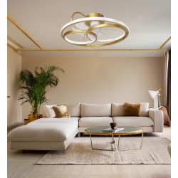 Powertech HLL-0178 Smart Ανεμιστήρας Οροφής με Led Φως 50W Φ50x21cm Xρυσός