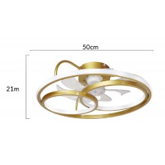 Powertech HLL-0178 Smart Ανεμιστήρας Οροφής με Led Φως 50W Φ50x21cm Xρυσός