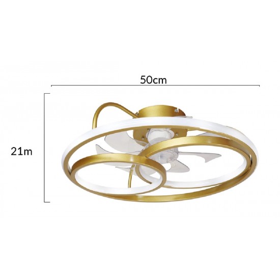Powertech HLL-0178 Smart Ανεμιστήρας Οροφής με Led Φως 50W Φ50x21cm Xρυσός