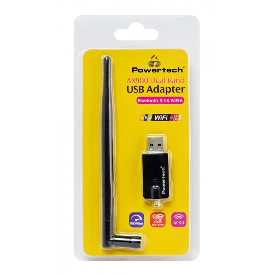 Powertech PT-1386 Αντάπτορας Δικτύου USB με Ασύρματη Σύνδεση Wi-Fi 900Mbps και Αποσπώμενη Κεραία