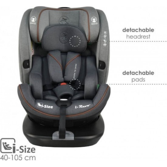 Bebe Stars I-Revo Καθισματάκι Αυτοκινήτου i-Size με Isofix Grey