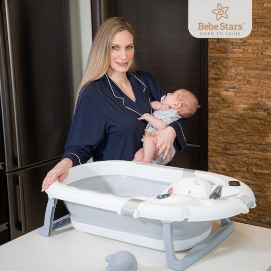 Bebe Stars Πτυσσόμενη Μπανιέρα Μωρού με Θερμόμετρο (26-181) Whale Blue