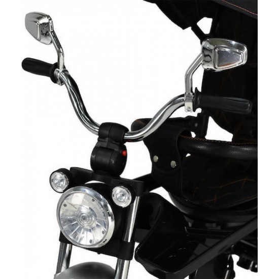 Bebe Stars Παιδικό Τρίκυκλο Ποδήλατο 360° Chopper 6in1 Μετατρεπόμενο με Αποθηκευτικό Χώρο, Σκίαστρο & Χειρολαβή 814-188 Μαύρο