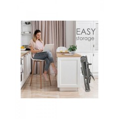 Bebe Stars Nuovo Αναδιπλούμενο Καρεκλάκι Φαγητού με Μεταλλικό Σκελετό & Κάθισμα από Δερματίνη (867-186) Grey