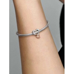 Pandora Charm Καρδιά από Ροζ Επιχρυσωμένο Ασήμι