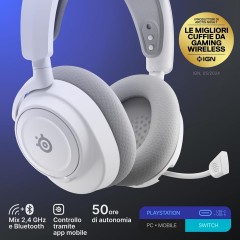 SteelSeries Arctis Nova 7P Wireless Gen 2 Over Ear Gaming Headset με σύνδεση Bluetooth / USB White