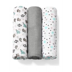 Babyono Πάνες Αγκαλιάς από Μουσελίνα Γκρι 70x70εκ. 3τμχ