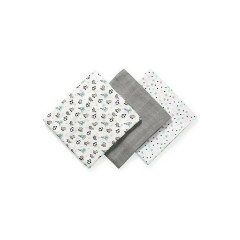 Babyono Πάνες Αγκαλιάς από Μουσελίνα Γκρι 70x70εκ. 3τμχ