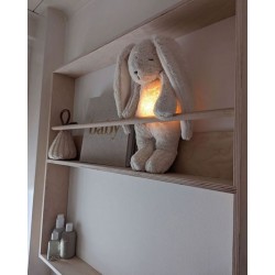 MOONIE 2.0: Επαναφορτιζόμενο Βοήθημα Ύπνου με Ηχογράφηση και Αισθητήρα Κλάματος Οργανικό Βαμβάκι Gray Bunny +0m