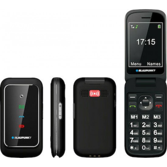Blaupunkt BS08 Black Κινητό Τηλέφωνο με Μεγάλα Κουμπιά, SOS Call, για Ηλικιωμένους
