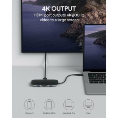 Aukey 8-in-1 USB-C Hub with 100W PD (CB-C71) Black Aukey 8-in-1 USB-C Hub with 100W PD (CB-C71) Black