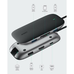 Aukey 8-in-1 USB-C Hub with 100W PD (CB-C71) Black Aukey 8-in-1 USB-C Hub with 100W PD (CB-C71) Black