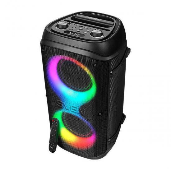SVEN PS-800/SV-021719 black, 2.0 portable Party speaker 2x50W(RMS),backlight,Karaoke,TWS,Bluetooth,FM,USB,microSD,LED-display