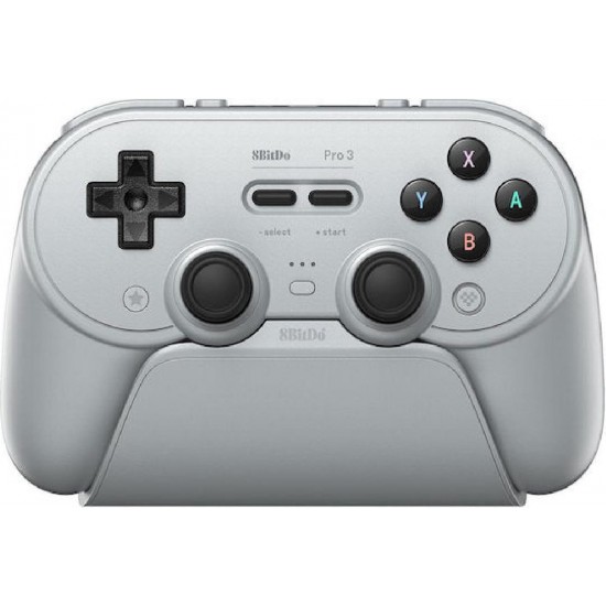 8BitDo Pro 3 Bluetooth Gamepad with Charging Dock for Switch/Windows/Android/Apple/StreamOS (04887) Gray