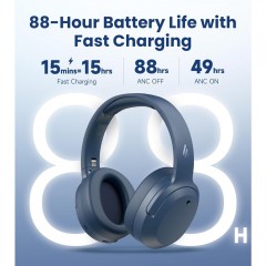 Edifier W820NB Plus Ασύρματα/Ενσύρματα Over Ear Ακουστικά με 49 ώρες Λειτουργίας και Quick Charge Μπλε